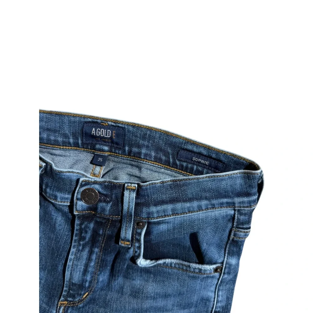 Agolde‎ Sophie Mid Rise Skinny Jeans distressed Blue Denim Women's Size 25